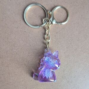 Purple Iridescent Unicorn Keychain with Gold Hardware
